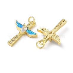 Brass Micro Pave Clear Cubic Zirconia Pendants&nbsp;KK-C045-14G