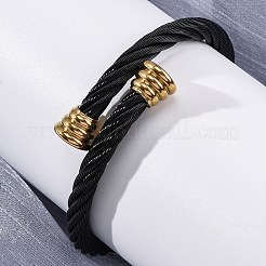 304 Stainless Steel Torque Bangles for Women&nbsp;BJEW-P310-24MC01