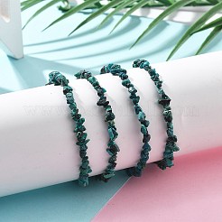 女性用天然クリソコラチップブレスレット  銀合金のロブスタークロウ留め金、鉄のチェーン、ガラスの種付き  6-7/8~7-3/8インチ（17.5~18.8cm）&nbsp;BJEW-H623-01S-09