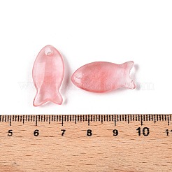 チェリークォーツガラスペンダント  魚のチャーム  23.5~24.5x12x5~6mm  穴：2mm&nbsp;X-G-N342-106M