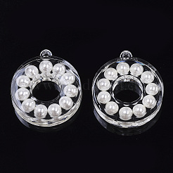 透明なアクリルパーツ  アブソリュートプラスチック模造パール  リング  ホワイト  36x31.5x8mm  穴：2mm&nbsp;TACR-R146-013