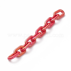 手作りの不透明アクリルアズキチェーン  ハンドバッグチェーン作り用  レッド  リンク：31x19x5mm  39.37インチ（1m）/連&nbsp;AJEW-JB00853-03