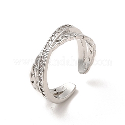 Cubic Zirconia Criss Cross Open Cuff Ring&nbsp;RJEW-A015-05P