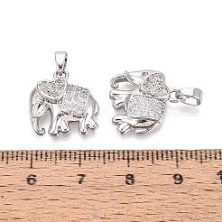真鍮マイクロパヴェクリアキュービックジルコニアペンダント  象のチャーム  プラチナ  15.5x15x4mm  穴：4.5x2.5mm&nbsp;KK-Q073-04P