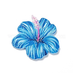 両面印刷の不透明アクリルパーツ  花  ドジャーブルー  36.5x39x2.4mm  穴：1.5mm&nbsp;MACR-F075-02B