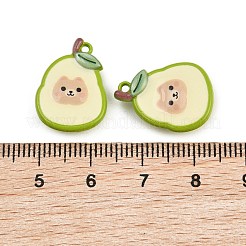 焼付塗装亜鉛合金ペンダント  クマの形をしたチャームが付いた洋ナシ  淡い茶色  19.5x14x6mm  穴：1.2mm&nbsp;AL-CBA032C-01A