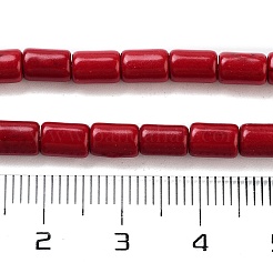 合成ターコイズビーズ連売り  染め  コラム  レッド  6x4mm  穴：1mm  約64個/連  15.5インチ&nbsp;X-TURQ-G120-4x6mm-07