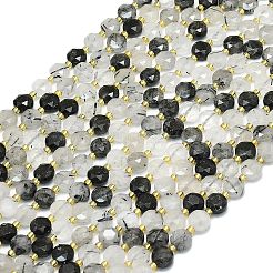 Natural Black Tourmalinated Quartz Beads Strands&nbsp;G-C116-A76-02
