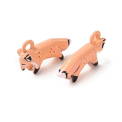 プリント合金ペンダント  キツネのチャーム  ラックめっき  カドミウムフリー＆鉛フリー  砂茶色  11.5x20.5x5mm  穴：2mm&nbsp;AL-CBA7256-23A-G