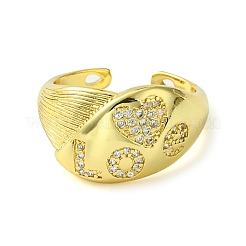 Brass Micro Pave Cubic Zirconia Open Cuff Ring&nbsp;RJEW-K256-13G