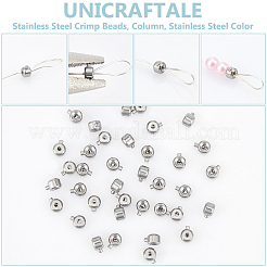 40Pcs 303 Stainless Steel Crimp Beads&nbsp;STAS-UN0056-73