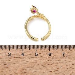 Brass Micro Pave Cubic Zirconia Cuff Open Rings for Women&nbsp;RJEW-L343-05G-01
