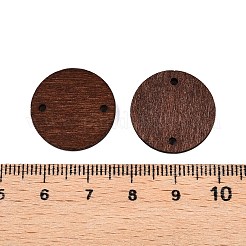 ポプラ材のリンクコネクター  染め  フラットラウンド  サドルブラウン  20x2mm  穴：1.6mm&nbsp;WOOD-N016-18B