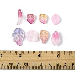 120 個 8 スタイルのガラスペンダント  葉のチャーム  ミックスカラー  13.5~23.5x8~15x3~6mm  穴：1.2~1.5mm  15個/スタイル&nbsp;GLAA-FS0002-38