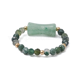 Natural Moss Agate Beaded Rings&nbsp;RJEW-TA00189