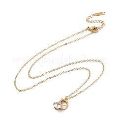 クリスタル ラインストーン イニシャル レター d ペンダント ネックレス  イオンプレーティング（IP）304ステンレススチール製女性用ジュエリー  ゴールドカラー  16.26インチ（41.3cm）&nbsp;NJEW-A004-03G