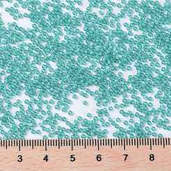 MIYUKIラウンドロカイユビーズ  日本製シードビーズ  （rr3765)白い裏地のエメラルド  15/0  1.5mm  穴：0.7mm  約5555PCS /ボトル  10 G /ボトル&nbsp;SEED-JP0010-RR3765