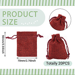 20Pcs Rectangle Polyester Imitation Burlap Packing Pouches Drawstring Bags&nbsp;ABAG-TA0001-96C