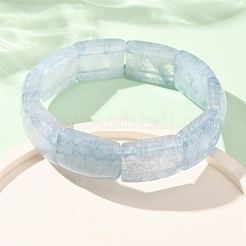 Rectangle Natural Dyed White Jade Imitation Aquamarine Beaded Stretch Bracelets for Women Men&nbsp;GG-CBA9ACE-C11
