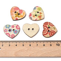 2ホールと恋人の絵ボタン  ウッドボタン  ミックスカラー  約23mm長  25 mm幅  穴：2mm  100個/袋&nbsp;NNA1131