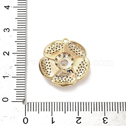 真鍮チャーム  カドミウムフリー＆ニッケルフリー＆鉛フリー  ラインストーン付き  18KGP本金メッキ  花  20.5x20x5.5mm  穴：1.2mm&nbsp;KK-V006-01G-07