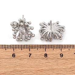 花の真鍮クリアキュービックジルコニアスタッドピアス  鉛フリー＆カドミウムフリー  長持ちメッキ  ラックめっき  プラチナ  19x14mm&nbsp;EJEW-R025-22P
