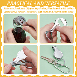 60Pcs Stainless Steel Nail Clipper Keychains&nbsp;KEYC-WA0001-03