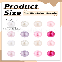 ベーキングペイント パール加工ガラスパールラウンドビーズ  ミックスカラー  4~5mm  穴：1mm  8色  100個/カラー&nbsp;HY-LP0001-01A