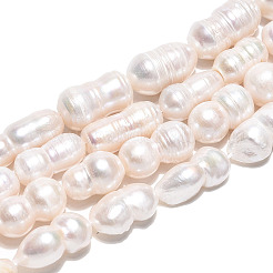 天然バロックケシパールビーズ連売り  有核真珠  溝付き  数8  乳白色  9~32x8~13mm  約18~23個/連  13.78~15.16インチ（35~38.5cm）&nbsp;PEAR-S020-O03