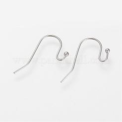 変色しにくい304ステンレススチール製ピアスフック  耳ワイヤー  ステンレス鋼色  20~22x11.5x0.5mm  ボール：1.5mm  22ゲージ  ピン：0.6mm&nbsp;STAS-S066-09