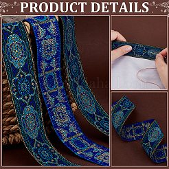 Ethnic Style Embroidery Polyester Ribbons&nbsp;OCOR-WH0066-07A