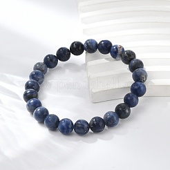 Natural Sodalite Round Beaded Stretch Bracelets&nbsp;BJEW-F203-05