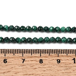天然石マラカイトビーズ連売り  多面カット  ラウンド  3mm  穴：0.7mm  約70個/連  7.87''（20センチメートル）&nbsp;G-H336-A07-02