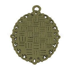 Tibetan Style Oval Alloy Pendant Cabochon Settings&nbsp;TIBEP-Q054-44AB-NR