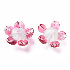 手作りランプワークビーズ  花  赤ミディアム紫  14.5~15.5x15~16x7~8mm  穴：1.5mm&nbsp;X-LAMP-T011-10A