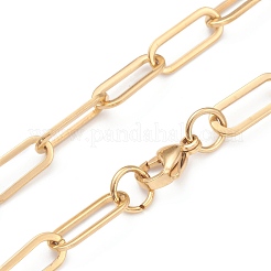 PVD Vacuum Plating 304 Stainless Steel Paperclip Chain Necklaces&nbsp;NJEW-O123-02G