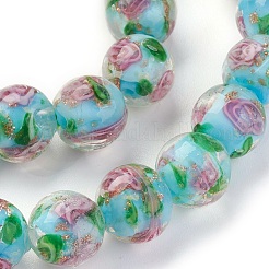Handmade Gold Sand Lampwork Beads Strands&nbsp;LAMP-P051-D05
