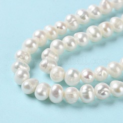 天然養殖淡水パールビーズ連売り  ポテト  グレード2 A  パパイヤホイップ  4~6.5x4.5~5mm  穴：0.5mm  約76個/連  13.98インチ（35.5cm）&nbsp;PEAR-E018-42