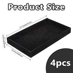 リング用長方形ベルベットジュエリーディスプレイトレイ  ブレスレット  ネックレス  イヤリング  ブラック  21.1x12.3x2.25cm&nbsp;ODIS-WH0113-14A