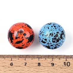 スプレー塗装された不透明なアクリルビーズ  ラウンド  ミックスカラー  19.5~20mm  穴：3mm&nbsp;ACRP-T011-02M