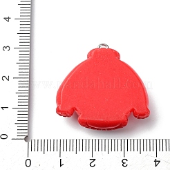 クリスマスの不透明な樹脂ペンダント  プラチナ鉄ループ付き  セーター  29x29x9mm  穴：2mm&nbsp;LS-RESI-A049-05H