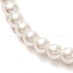 Vintage Painted Round Glass Pearl Beaded Necklace for Girl Women Mother&nbsp;NJEW-JN03665