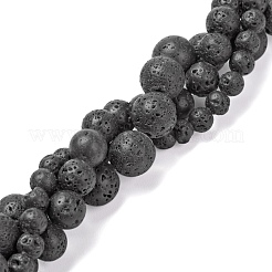 3 Strand 3 Sizes Natural Lava Rock Beads Strands&nbsp;G-FS0001-03
