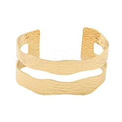 Ion Plating(IP) 304 Stainless Steel Textured Hollow Open Cuff Bangles&nbsp;BJEW-S151-01G-04