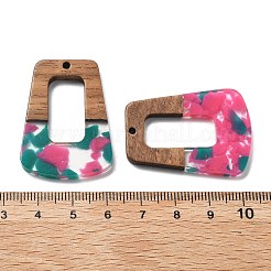 樹脂とクルミのペンダント  台形  ミックスカラー  37x27x3mm  穴：2mm&nbsp;FIND-R051-02G