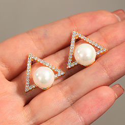 Elegant Triangle Brass Stud Earrings&nbsp;YL4507-1