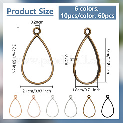 60Pcs 6 Colors Alloy Open Back Bezel Pendants&nbsp;FIND-OC0003-37
