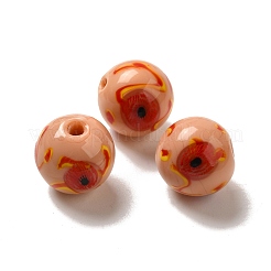 手作りランプワークビーズ連売り  花模様の丸  桃パフ  16mm  穴：1.5~1.8mm  約27~28個/連  16.14~16.93''（41~43センチメートル）&nbsp;LAMP-G162-08B-07