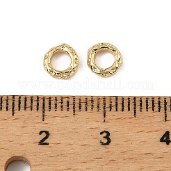 真鍮ビーズ  ハンマー加工された質感  18KGP本金メッキ  6.5x5.5x1.5mm  穴：3.5mm&nbsp;X-KK-D106-11G
