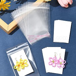 紙製ディスプレイカード50枚  ピアスに使用  長方形  セロハンバッグ付き  ホワイト  9x5x0.01cm&nbsp;CDIS-FS0001-14A